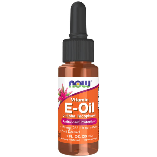 NOW Foods Supplements Natural Vitamin E-Oil Liquid (D-Alpha Tocopherol) Antioxidant Protection* 1-Ounce