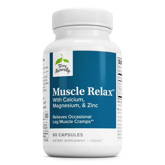 Terry Naturally Muscle Relax - 60 Capsules - with Calcium Magnesium & Zinc - Non-GMO Vegan Gluten Free - 20 Servings