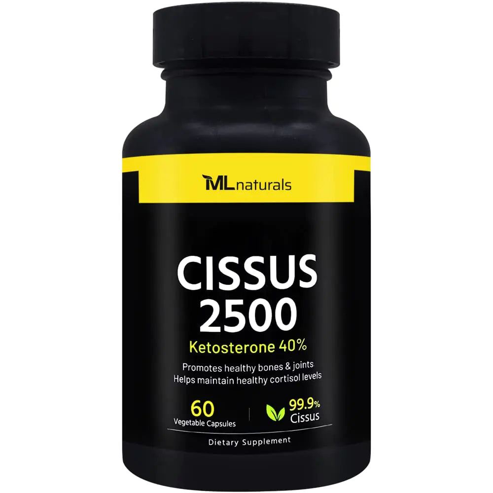 ML Naturals Cissus 2500 mg Ketosterone 40% 60 Vegetable Capsules. Promotes Healthy Joints & Bones. Non- GMO.