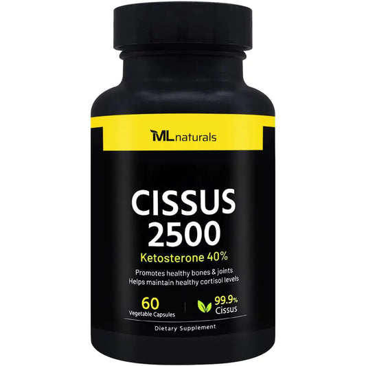 ML Naturals Cissus 2500 mg Ketosterone 40% 60 Vegetable Capsules. Promotes Healthy Joints & Bones. Non- GMO.