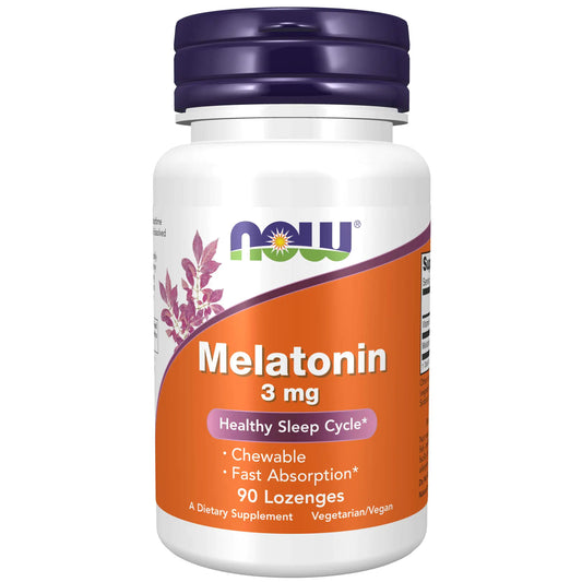 NOW Supplements Melatonin 3 mg Free Radical Scavenger* Healthy Sleep Cycle* 90 Chewable Lozenges